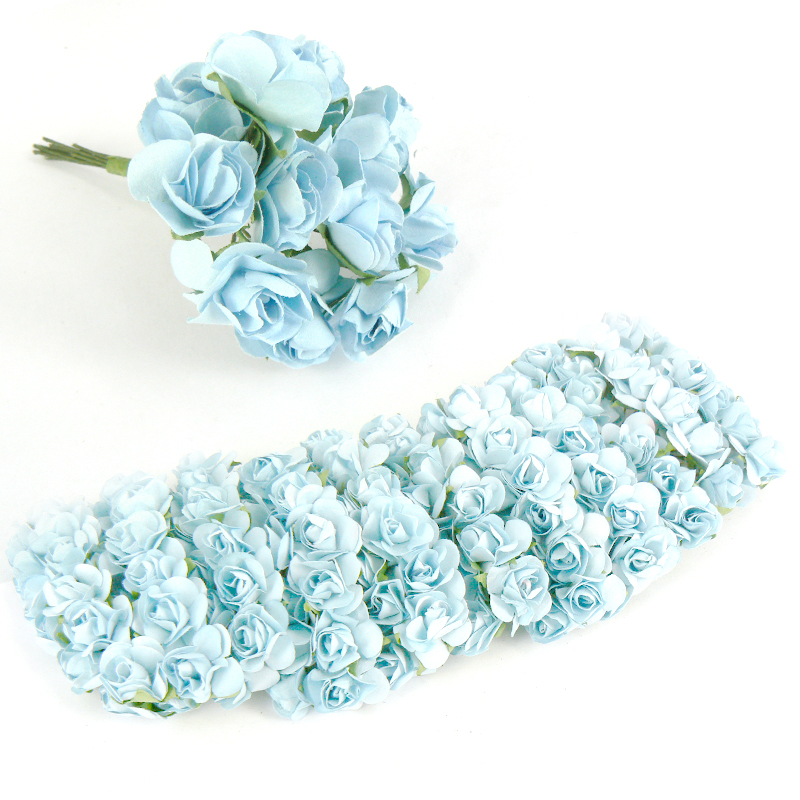 1cm Mini Roses - Cornflower Blue  (12pk)